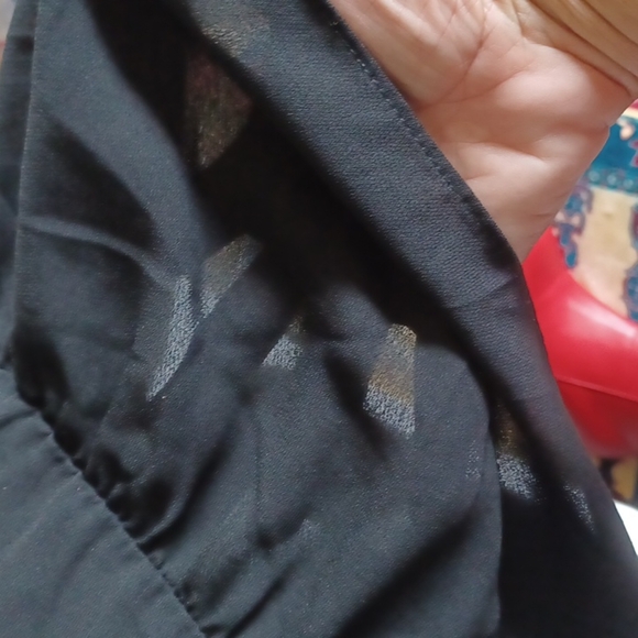 Zara Basic Black 3/4 Sleeve Tunic Blouse Medium, raw edges. Semi-sheer - Picture 5 of 7